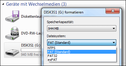 Dateisystem: FAT, FAT32 oder NTFS