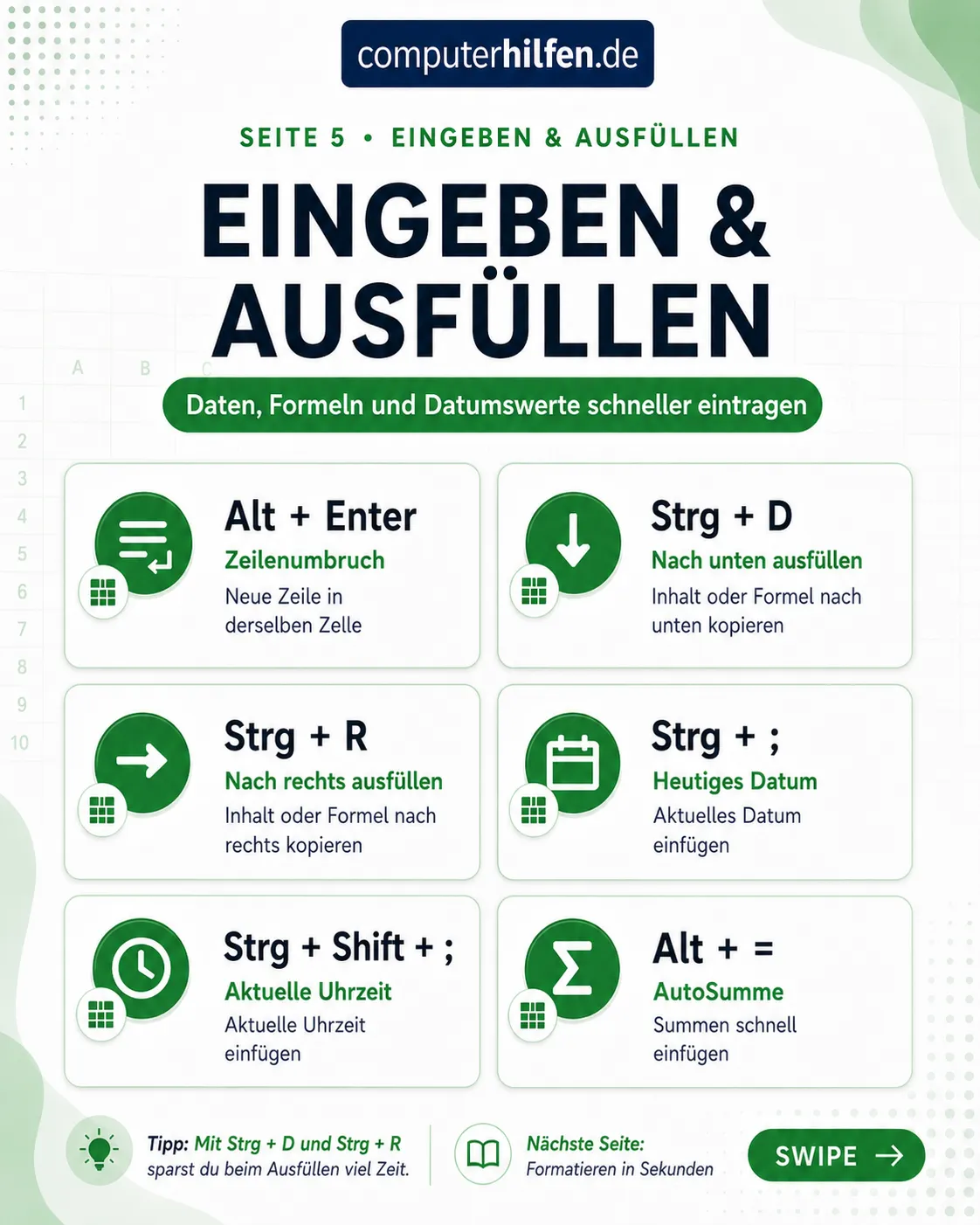 MS Excel Tastenkombinationen – Seite 5