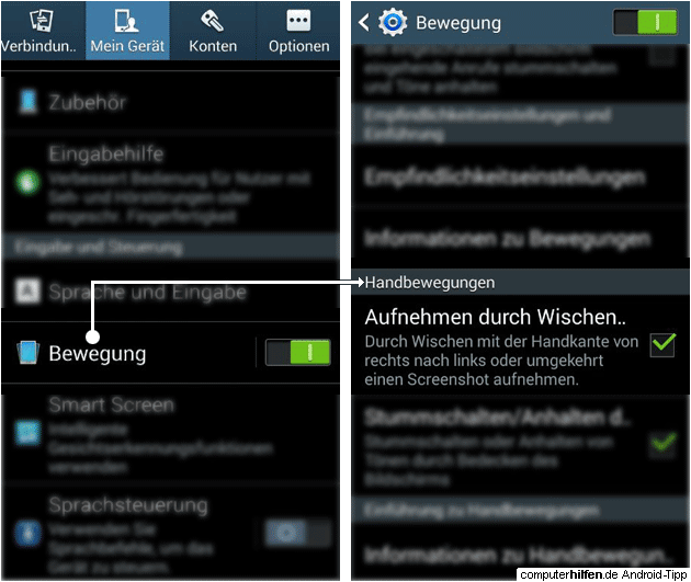 Samsung S3 und S4 Screenshot