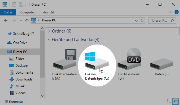 Windows 10 Start-Festplatte