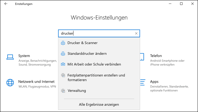 Windows 10 Drucker Einstellungen