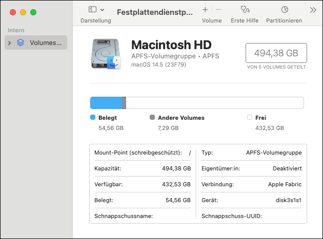 Apple: Mac Festplatten-Dienstprogramm