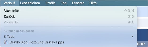 Browserverlauf im Chrome Browser (Mac)