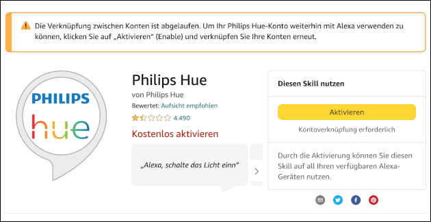 Philips Hue Skill aktivieren