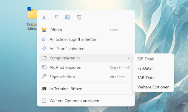 ZIP: Windows Dateien packen