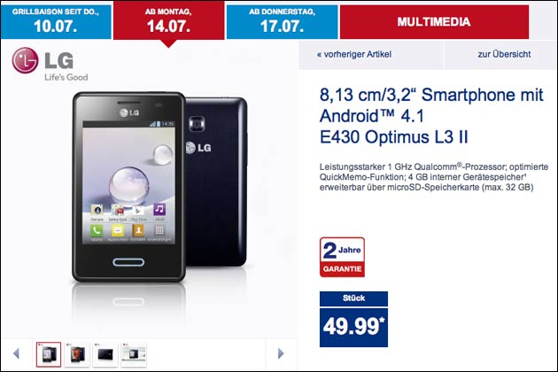 Aldi Android Smartphone LG Optimus