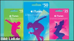 Bis zu 15% Rabatt auf iTunes-Karten bei Lidl – z.B. 100€-Gutschein