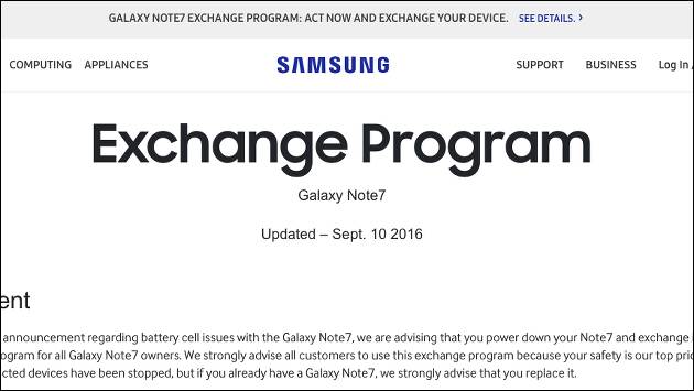 Samsung Galaxy Note7 Austausch