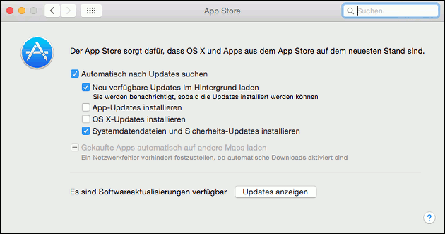 Mac App-Store Einstellungen