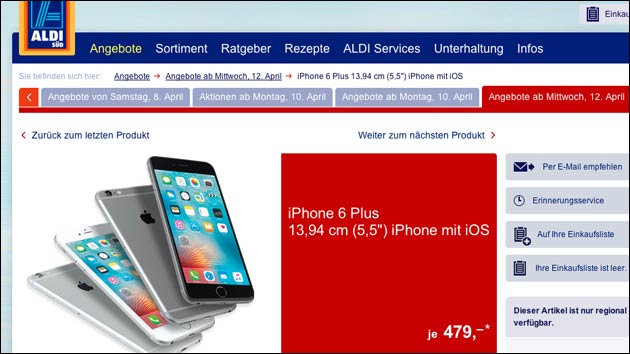 iPhone 6 Plus bei Aldi Süd!