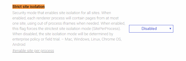 Chrome Site Isolation