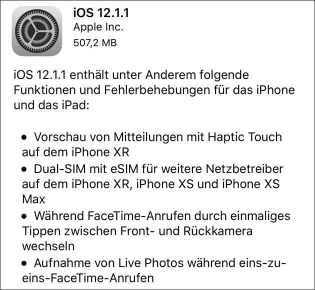 iOS Update 12.1.1