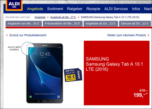 Aldi Angebot: Samsung Galaxy Tab A