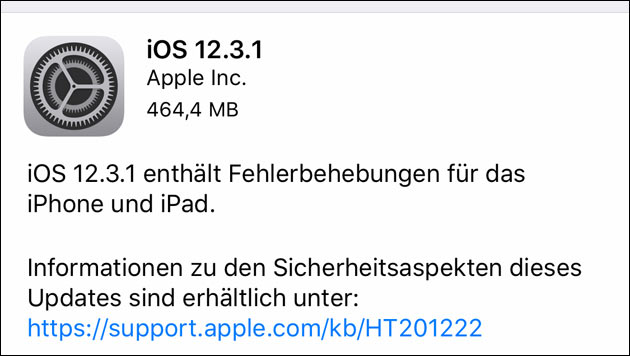 Apple: iOS Update 12.3.1