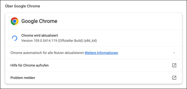 Google Chrome 110: Browser-Update